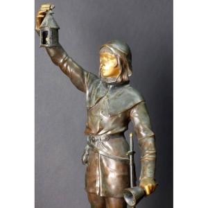 The Curfew, Bronze, Eugène Marioton (1857-1933), France, 19th/20th Century