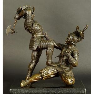 Fighting Knights, Bronze, 19th Century.