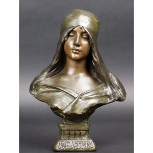 Beatrix, Emmanuel Villanis (1858-1914), Art Nouevau, Zinc, Circa 1900