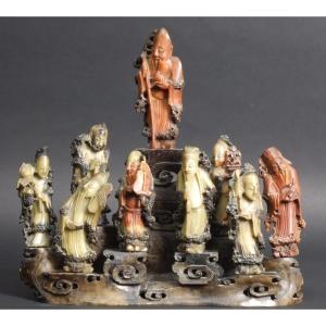 Immortals, Steatite, China, 19th/20th Century.