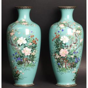 Cloisonné Vases In Cases, Japan, Meiji Era (91868 - 1912)