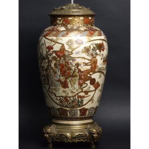  Lamp Base, Satsuma, Japan, Meiji Period (1868-1912)