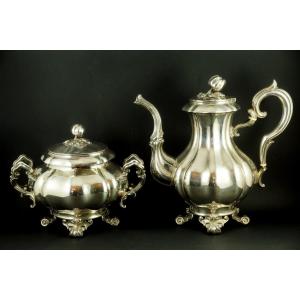 Jug With Sugar Bowl, Silver, Alphonse Debain, France, 1911-1916