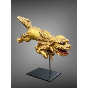 Carved And Lacquered Wooden Maetate Depicting A Shishi - Edo Period (1603 - 1868).