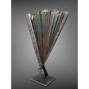 Tessen, War Fan Made Entirely Of Iron - Edo Period (1603-1868).