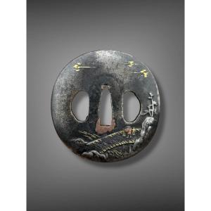 Iron Tsuba Maru-gata, Edo Period (1603-1868).