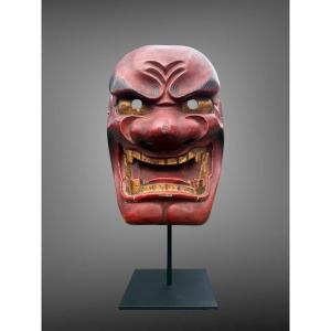Bugaku Mask In Carved Monoxide Wood - Edo Period (1603 - 1868).