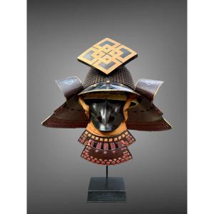 Kabuto Set Of 62 Blades + Mempo Tengu Of A Samurai From The Takeda Clan - Edo Period (1603-1868)