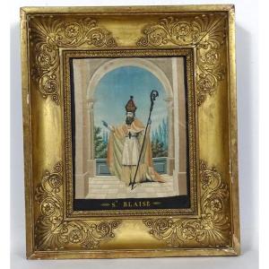 Table Saint Blaise Embroidery Silk Son Gold Silver Golden Frame Empire Nineteenth
