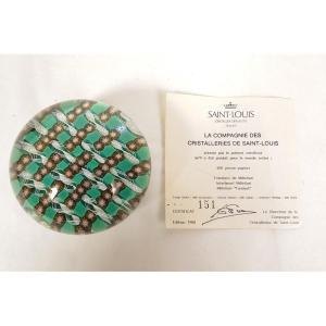Sulfide Crystal Paperweight Saint-louis Millefiori Flowers Certificate XXth