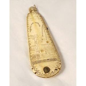 Carved Tobacco Grater Dieppe Cherub Fishing Fish Loyalty Eighteenth