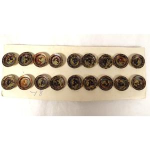 18 Venerie Hunting Buttons Enamelled Metal Golden Duck Eighteenth Collection