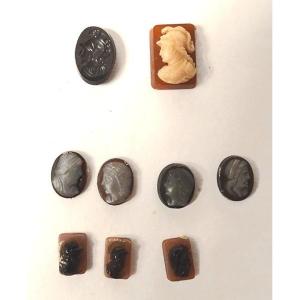 Lot 9 Ancient Cameos Agate Profile Ancient Characters Soldiers Intaglio