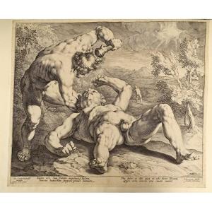 Gravure Signée Jan Muller Caïn Tuant Abel d'Ap. Van Haarlem Hollande XVIème