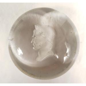 Sulfide Crystal Paperweight Ball Portrait Napoleon I Emperor Nineteenth