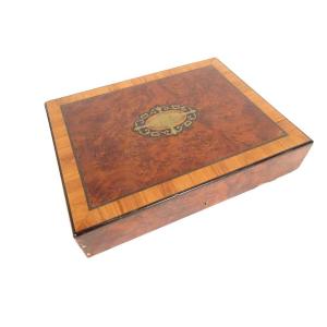 Box Game Box Marquetry Amboyna Loupe Pink Wood Napoleon III Tokens