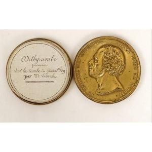 Medal Box Brass Portrait General Empire Foy 16 Engravings Waterloo 19th