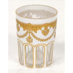 Baccarat Crystal Glass Gilding Palmettes Flowers 19th