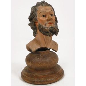 Neapolitan Santon In Terracotta Bust Of Man 18th Century