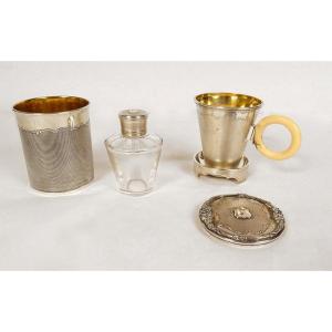 Travel Necessary Timpani Bottle Solid Silver Minerva Aucoc Aîné 19th