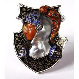 Vienna Enamel Clock Signed Hermann Böhm Silver Jasper Helm Austria 19th