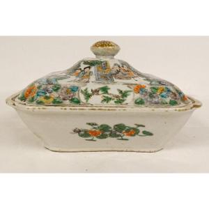 Covered Terrine Porcelain China Famille Verte Characters Landscapes 18th Century
