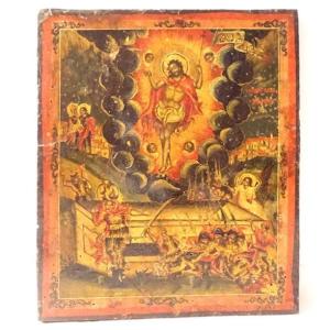 Byzantine Greek Icon Resurrection Christ Anastasis Soldiers Angels XVIIth