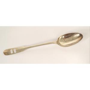 Large Stew Pot Spoon Sterling Silver Farmers General 189gr XVIIIth