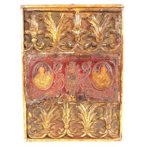 Panel Icon Carved Wood Leather Cordoba Saint John Matthew Spain XVIIth