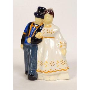 2 Breton Characters Married Couple Wedding Earthenware Quimper Henriot Sévellec