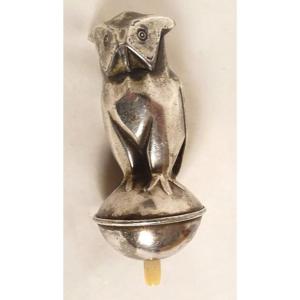 Service Bell Switch Bronze Silver Owl Art Deco 20th Century