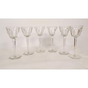 6 Rhine Wine Stemmed Glasses Cut Crystal Baccarat Harcourt Model 20th Century