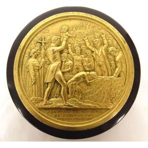 Tortoiseshell Box Metal Medal Adoption Children General Foy French 1825 19th