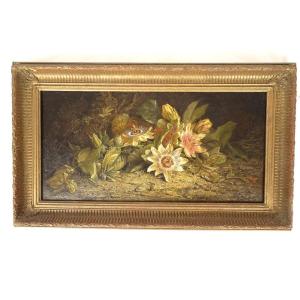 Hst Painting John Fitz Marshall Still Life Flowers Passionflower 1890 19th Century