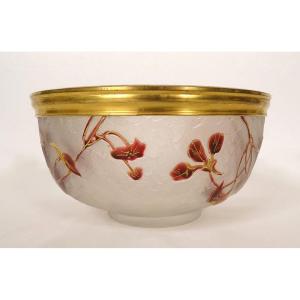 Frosted Enamelled Crystal Cup Legras Victor Saglier Flowers Art Nouveau 19th Century
