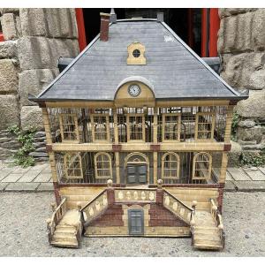 Large Bird Cage Aviary Zinc Metal Painted House Manor Castle 19th Century