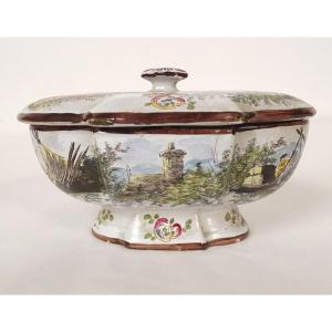 Marseille Earthenware Spice Box Antoine Clérissy Boats Landscapes 18th Century