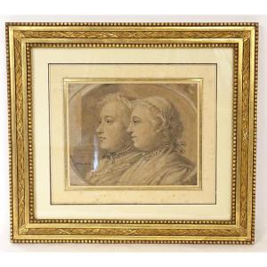 Drawing Signed Georg Friedrich Schmidt Portraits Characters 1742 18th Century