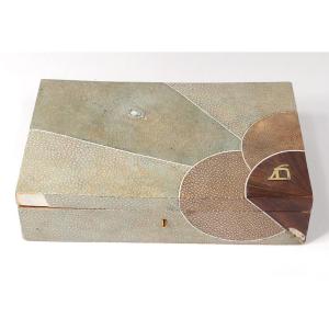 Rousseau Frank Art Deco 20th Century Shagreen Mother-of-pearl Rosewood Box Set