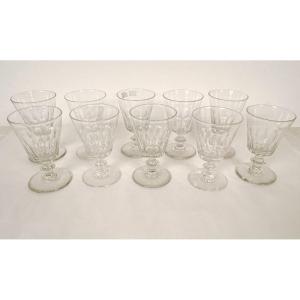 10 Baccarat Cut Crystal Water Glasses, Caton Model, 19th Century