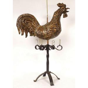 Antique Weather Vane, Large Church Rooster, Copper Bell Tower, 18th Century