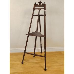 Large Artist's Easel, Carved Wood, Art Nouveau, Late 19th Century