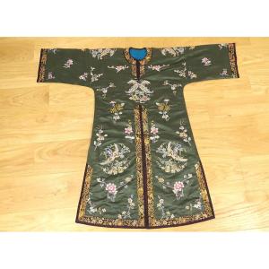 Chinese Dress Silk Embroidery Flowers Birds Phoenixes Gourds China 20th Century
