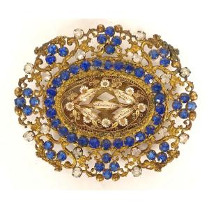 Reliquary Medallion Gilded Brass Rhinestones Saints Queen Valentin Robert XIXth
