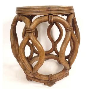 Chinese Stool Wooden Bamboo Tray Porcelain Women China 20th Century