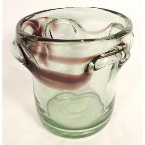 Blown Glass Champagne Bucket By Jean-claude Novaro, Biot, 20th Century