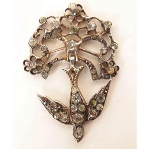 19th Century Norman Holy Spirit Pendant In Solid Silver With Rhine And Dove Knot Stones