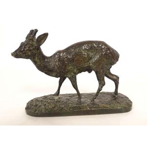 Small Bronze Sculpture Of A Deer, No. 1, By Pierre-jules Mène, Animal Sculptor, 19th Century