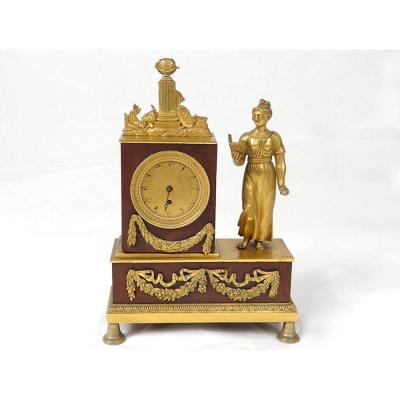 Clock Bronze Woman Allegory Knowledge Elder Menard Empire XIXth