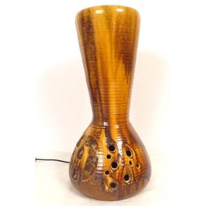 Accolay Ceramic Vase Lamp With Glass Inclusions, 20th Century Decoration